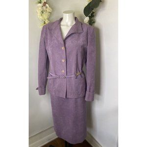 Vintage Adolph Schuman for Lilli Ann Medium UltraSuede Skirt Suit‎ Lavender EUC